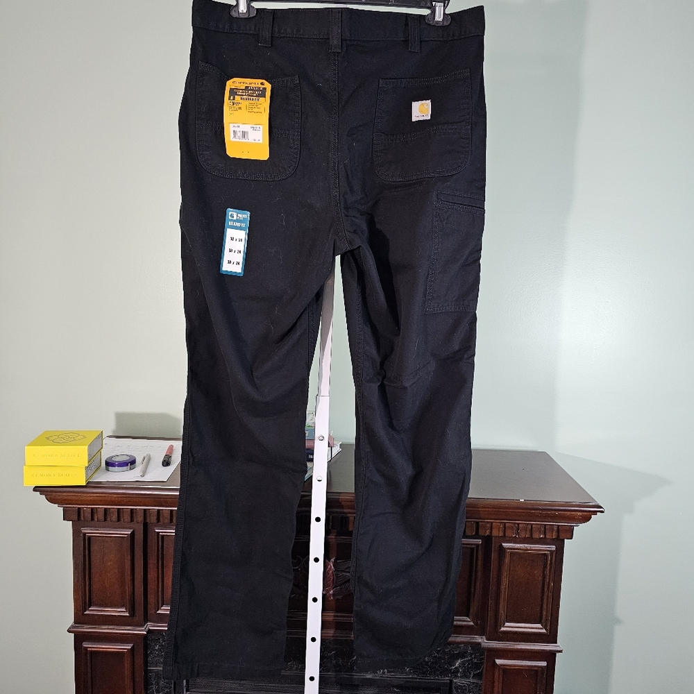Mens Carhartt Rugged Flex Relaxed Fit Canvas Workpant in Black 38x34 - Picture 4 of 9